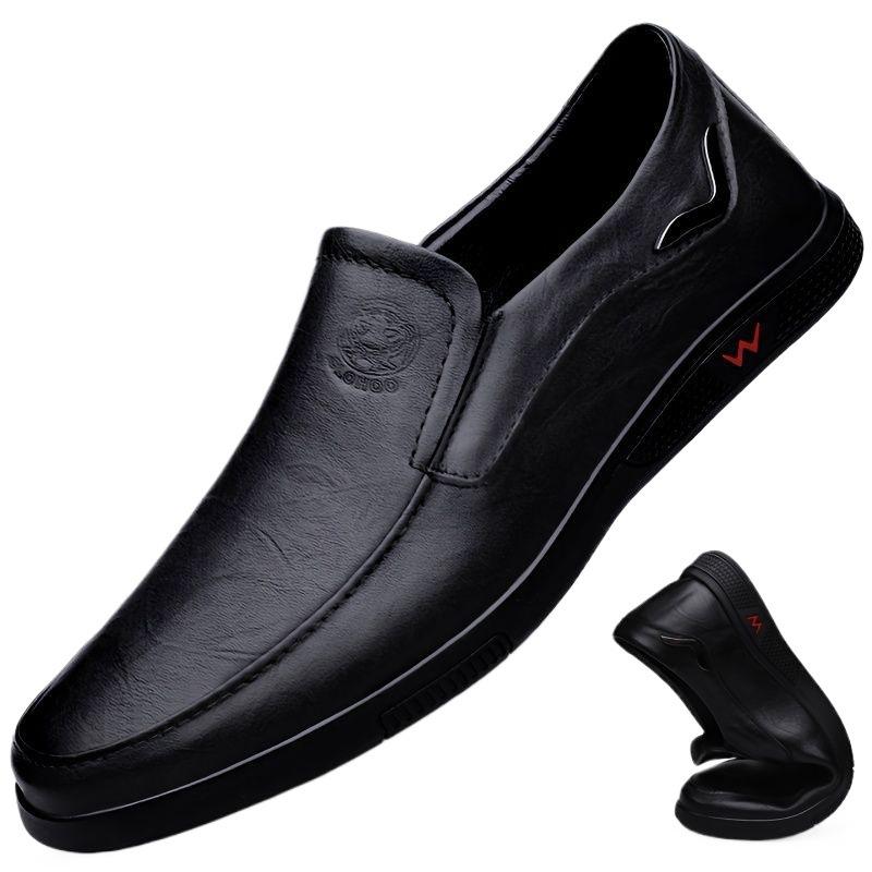 Leather casual leather shoes men's breathable soft-soled soft leather beanie shoes men's lazy shoes one-pedal men's shoes