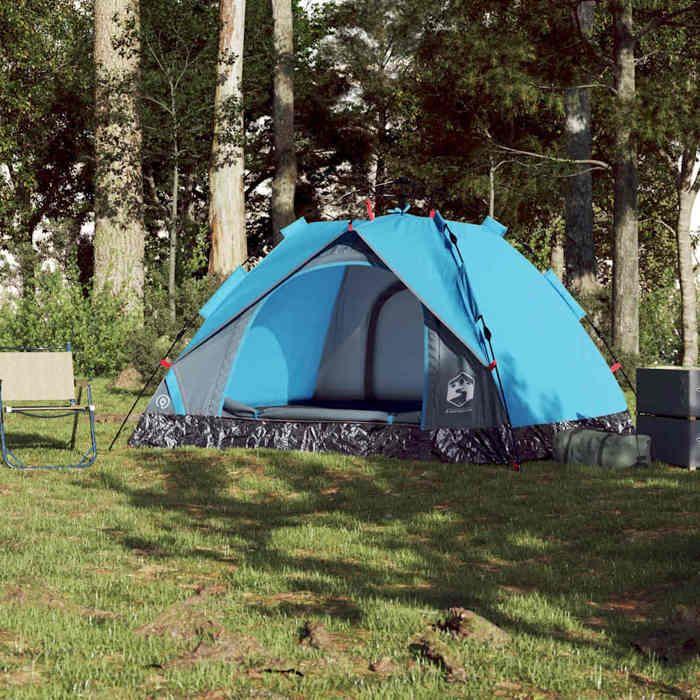 Tente de camping - vidaXL - Dôme 3 personnes - Imperméable - Système de dégagement rapide - Bleu