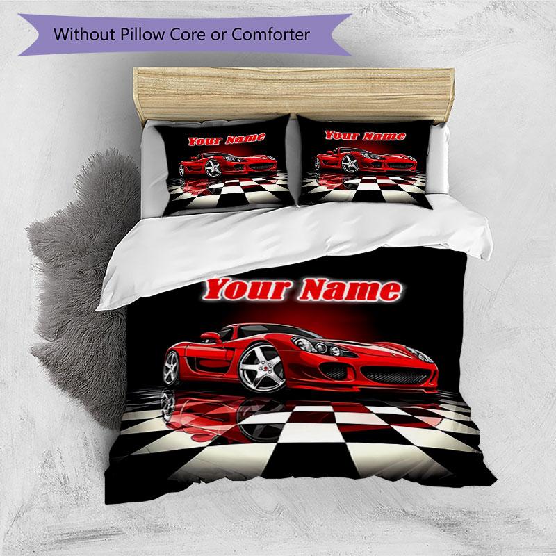 3PC Custom Name Car Art Bedding,soft and breathable,2D Flat Print,room decor.,Poster Three-piece set,Soccer Three-piece set,Art,Poster,Soccer