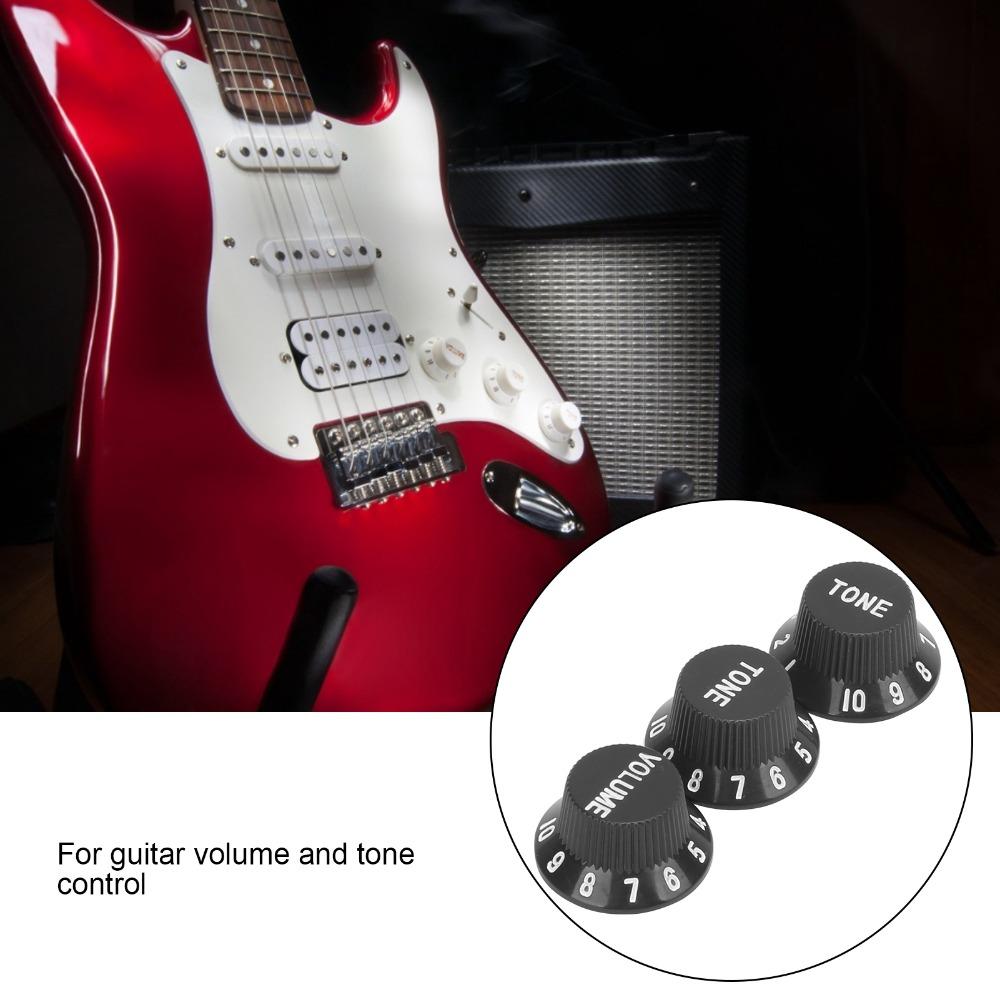 3PCS Black Color Volume Tone Knobs Plastic Material Speed Control Knobs Electric Guitar