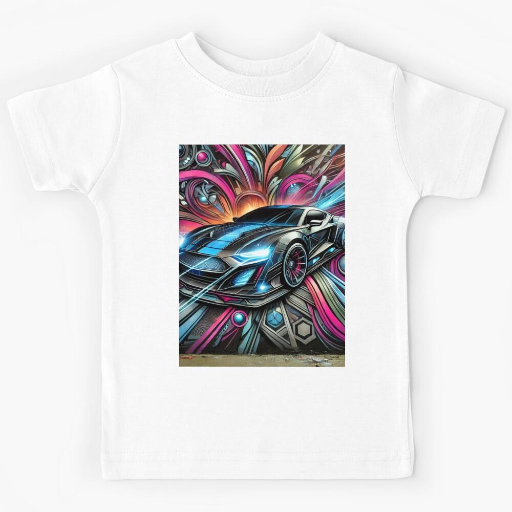 Futuristic Graffiti Racer: Neon Speed on the Streets Kids T-Shirt 150