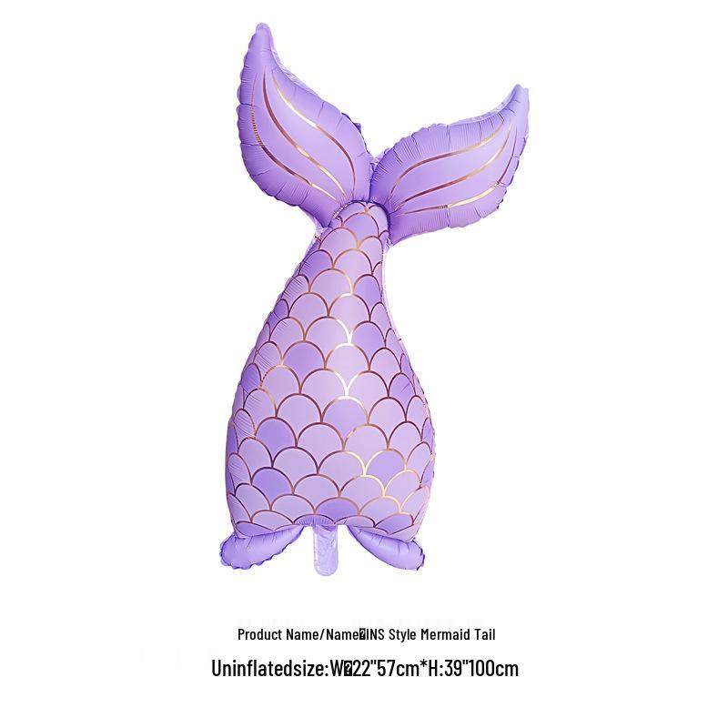 Mermaid Party Gradient Balloons Set: Tail & Large Shell Foil Balloons