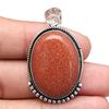 Pendant Red Sunsitara Gemstone Handmade Silver Jewelry 1.75"