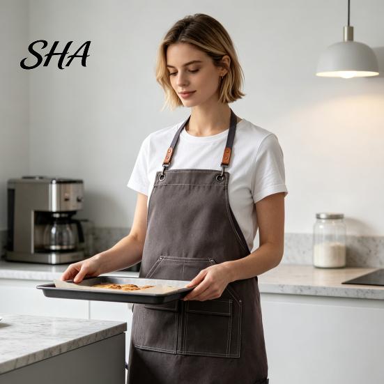 Oil Resistant Cooking Apron Waterproof Kitchen with Pockets, Chef for Men Women, Cross Back Work Barista, Gardening, Painting Craft Durable