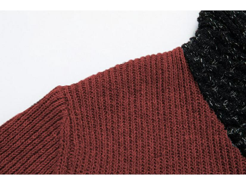 Herren Slim-fit Patchwork Strickpullover mit Schalkragen (Modell 2025)