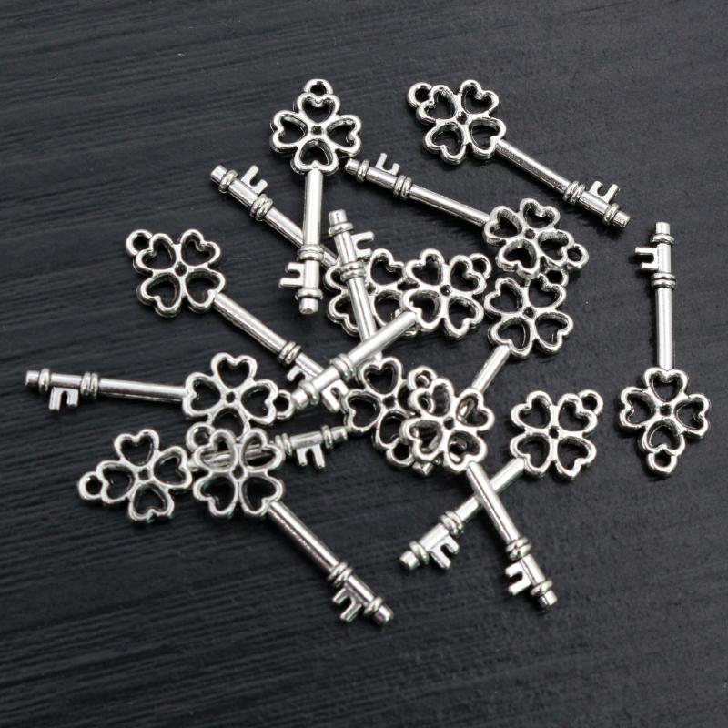 25x9mm 40pcs Bronze Antique Silver Plated Key Handmade Charms Pendant:DIY for bracelet necklace