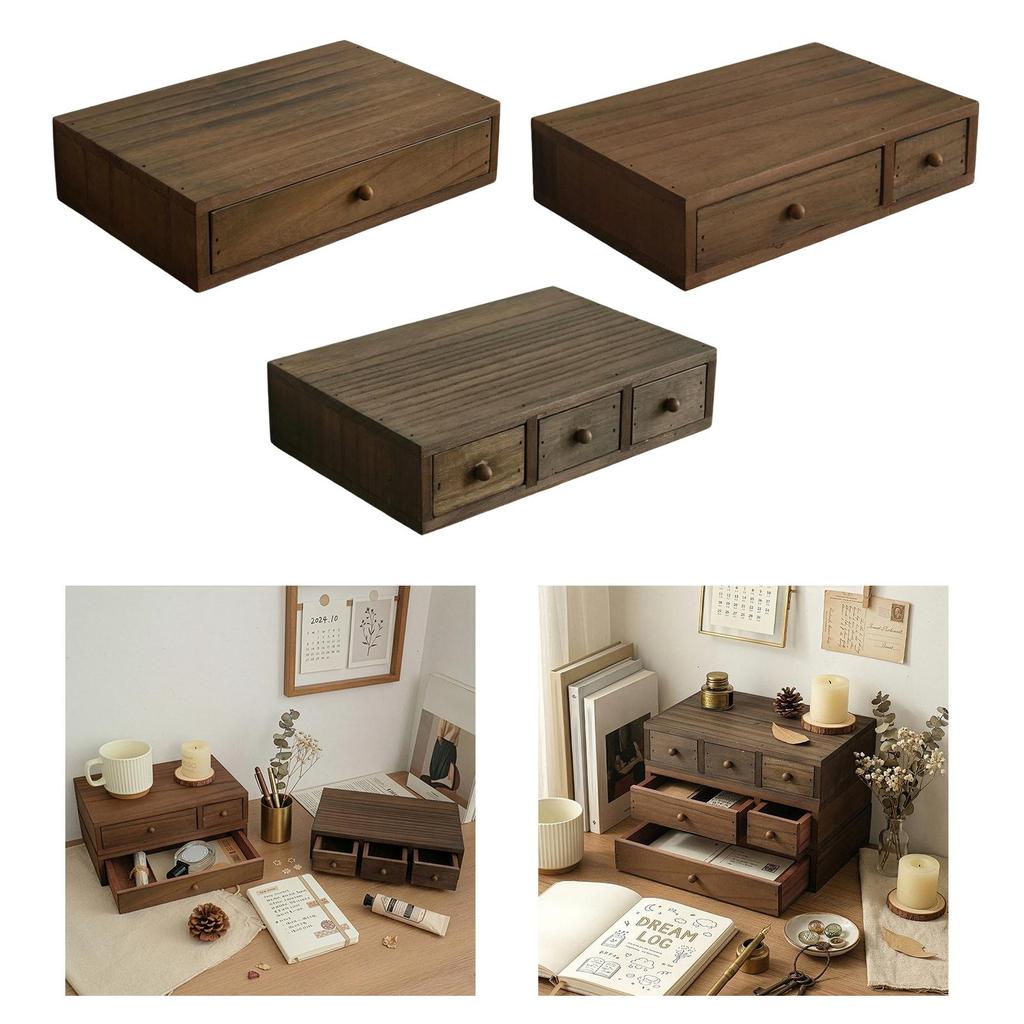 Monitor Stand Riser Wooden Desktop Organizer Durable Storage Drawer Office Desk Organizer for Study or Workspaces