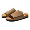 Men's Cork Slippers Trendy Student One Line Dragging Men's Beach Shoes Matte Leather