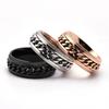 Anneau Engrenage Chaîne Rotatif Acier Titane Hommes Élégant Gothique Punk Bijoux