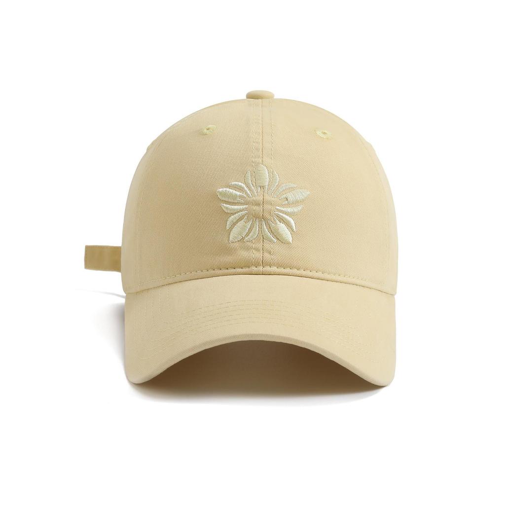 Snow Lotus Embroidered Cotton Baseball Cap With Sun Protection For Casual Women