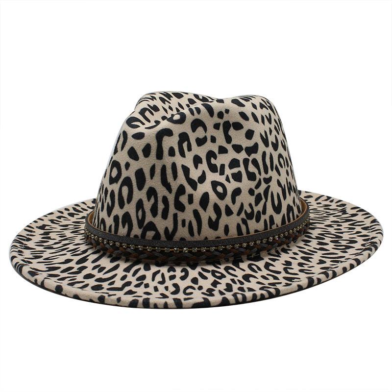 Leopard Woolen Top Hat Jazz Hat