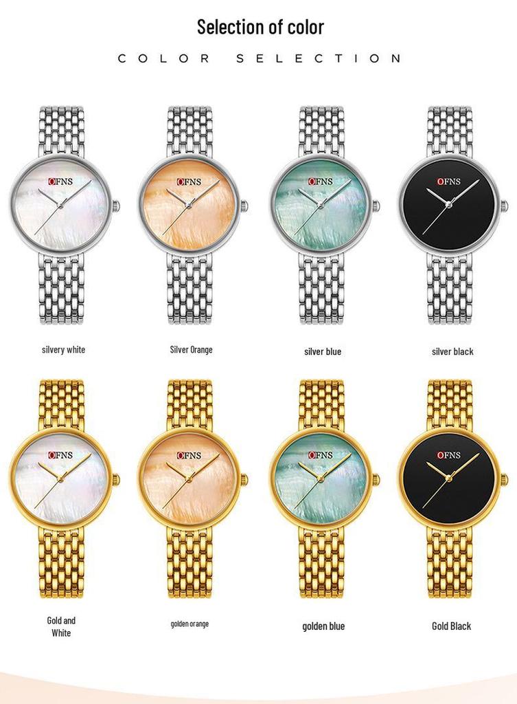 OFNS Women's Ultra-Thin Fashion Quartz Watch: Simple, Trendy, Casual, and Waterproof Design Without Hour Markers