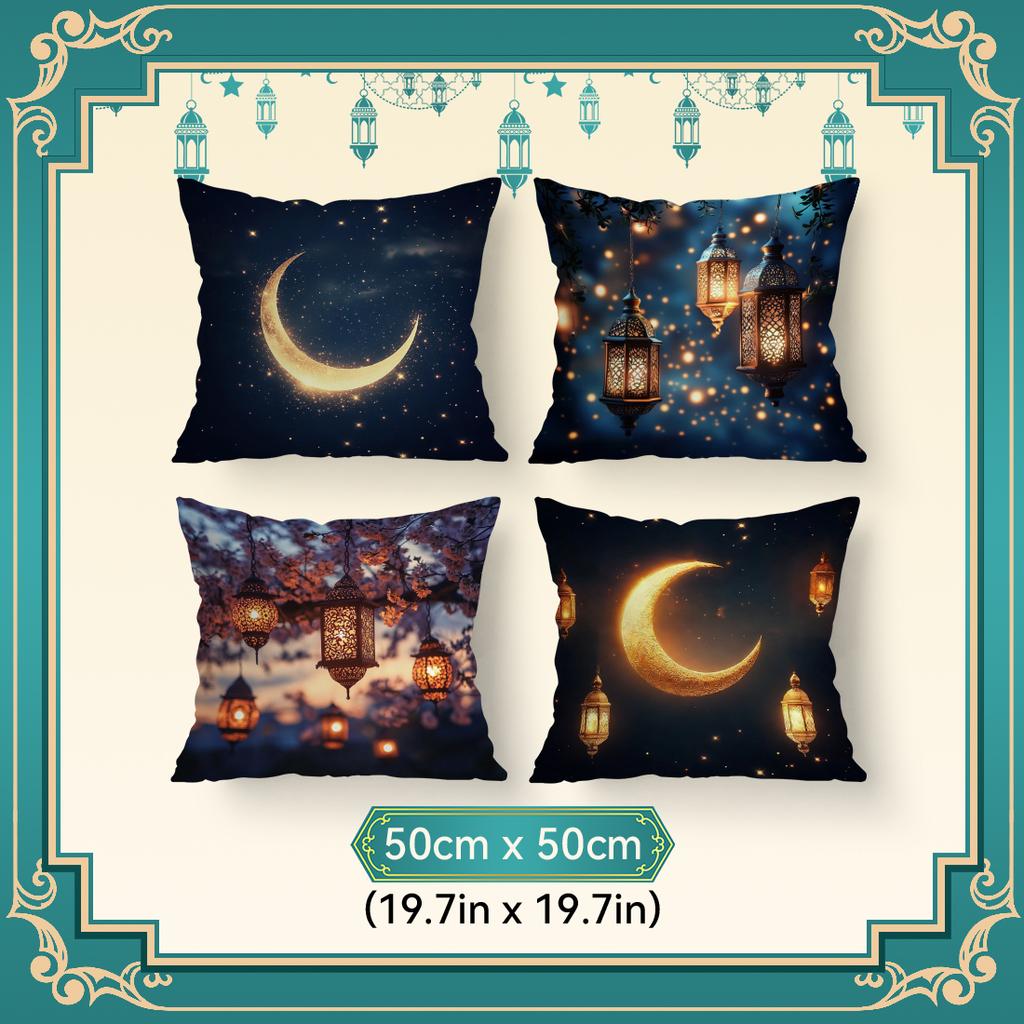 Ramadan New Moon Lantern Pillowcase Printed Polyester 40/45/50Cm Throw Pillowcover Decorative Sofa Cushion Pillowslip Home Decor