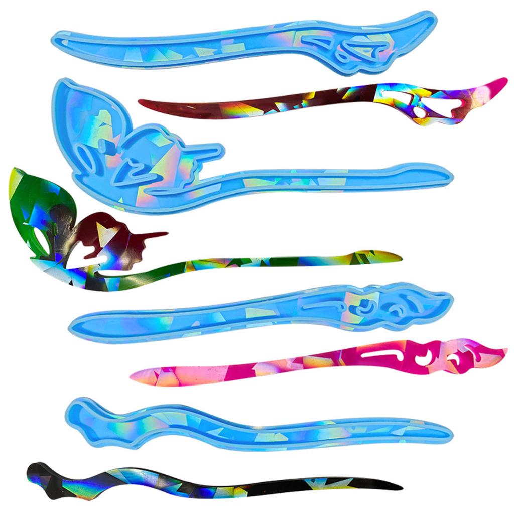 Silicone Mold Holographical Hairpins Resin Mold Vintage Hair Stick DIY Crafts Hair Clip Molds Jewelry Making Supplies