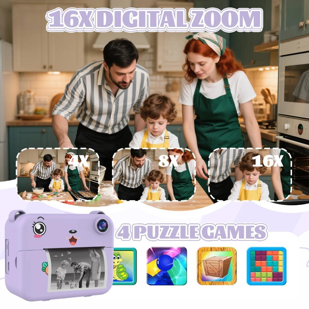 Cyfrowy Aparat Fotograficzny dla Dzieci Aparat Natychmiastowy 1080P HD Podwójny Obiektyw Dziecięcy Rejestrator Wideo Zabawki dla Dziewczynek Chłopców Najlepszy Prezent Urodzinowy