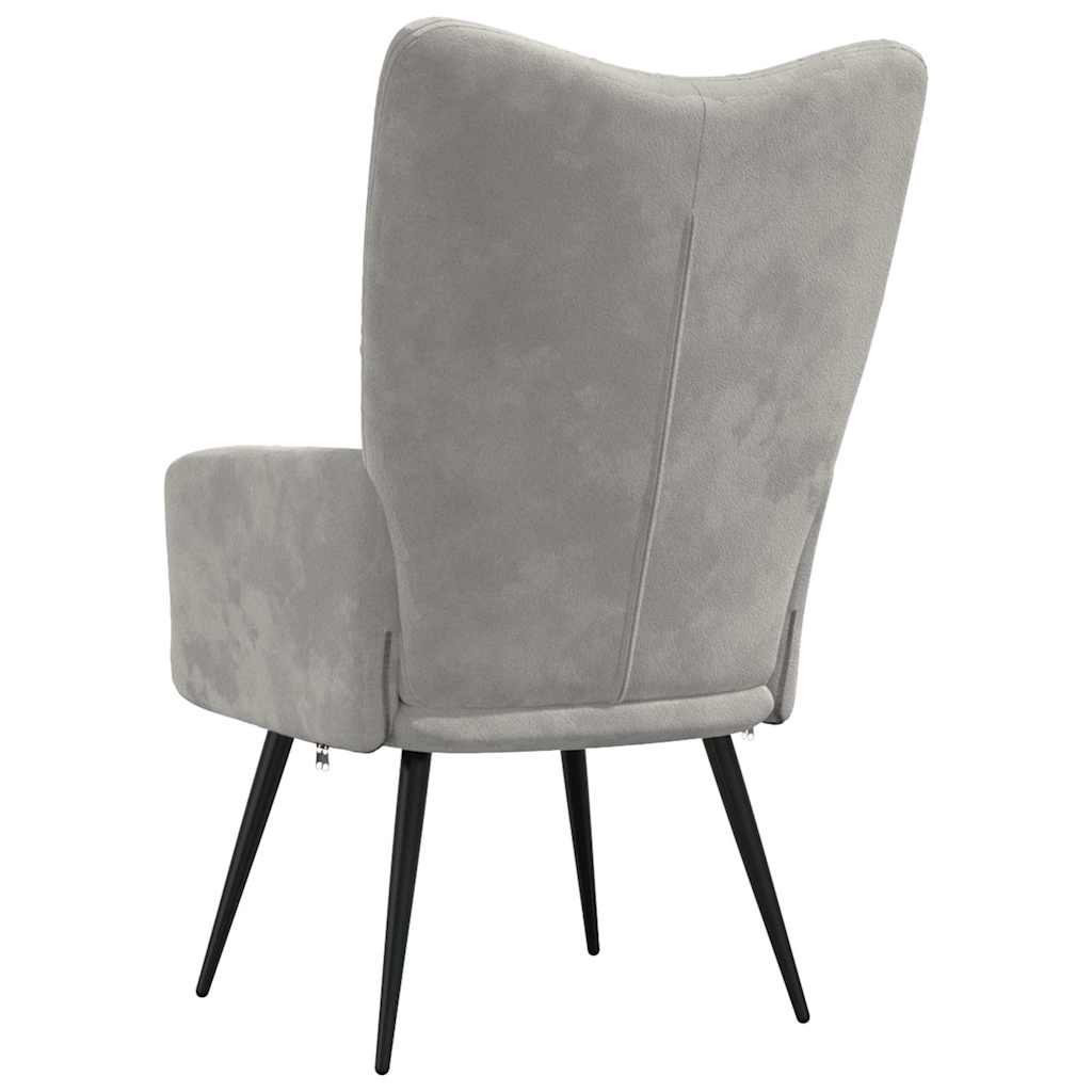 Vidaxl Armchair, Light Gray, Upholstered In Velvet