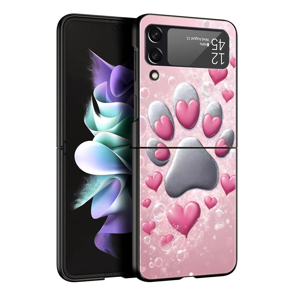 Og Paw Print Aesthetics Hard PC Phone Case For Samsung Galaxy Z Flip 7 6 5 4 Black Cover For Galaxy Z Flip 3 Foldable Fundas Bag