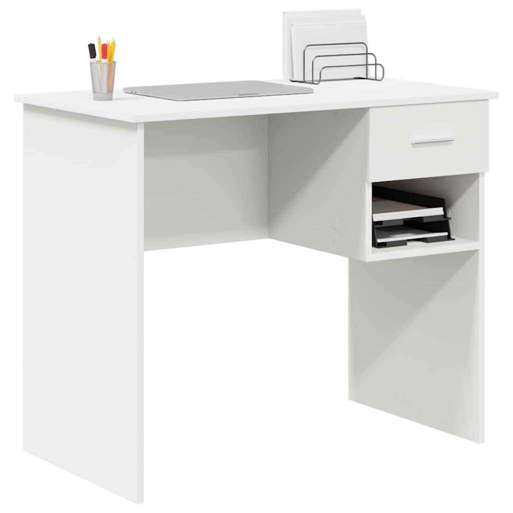 White Desk with Drawers 90 x 49 x 75 cm Engineered Wood