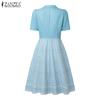 ZANZEA Women Casual Patchwork Summer Short Sleeve Print Dress