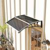 Front Door Canopy Outdoor Awning Aluminium Rigid Plastic Polycarbonate Rain Shelter UV Water Rain Resistant 100 X 75cm Black