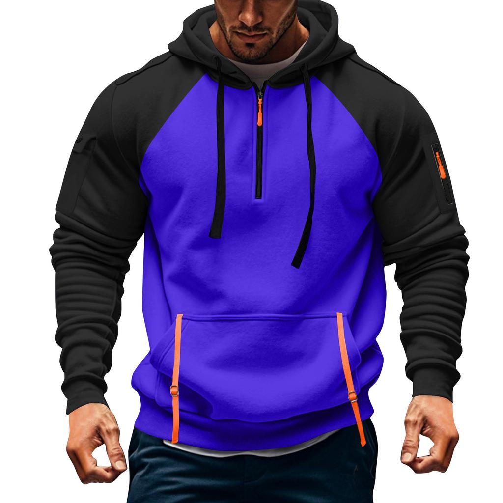 Men's Sweatshirt Hoodie Zipper Arm Pocket Cardigan Men's Sports Large Size Casual Hoodie