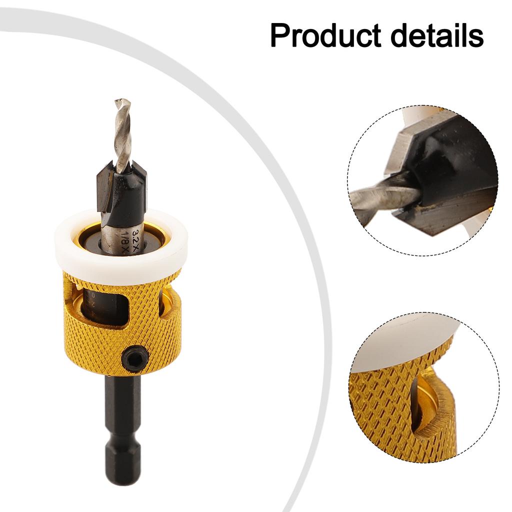 For Plastic Boards 5-Piece Drill Set Adjustable Depth Stop DIY Projects Compact Design Easy To Carry MDF And Plywood