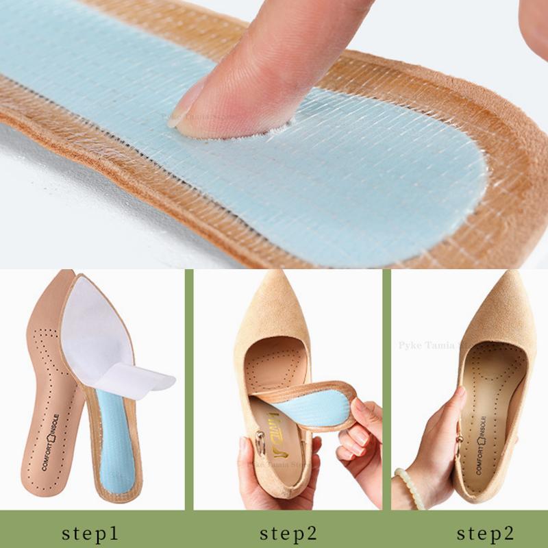 Women's Leather Insoles High-heel Self-adhesive Non-slip Shoes Pads Breathable Sweat Soft Feets Sole Stickers Orthotics Inserts