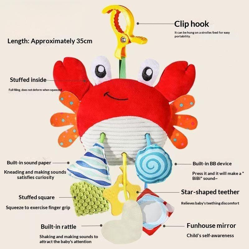 Baby Plush Animal Hanging Rattle Toy Baby Rattles Mobiles Cute Hanging Bell Educational Baby Toys For Stroller Crib Decoration