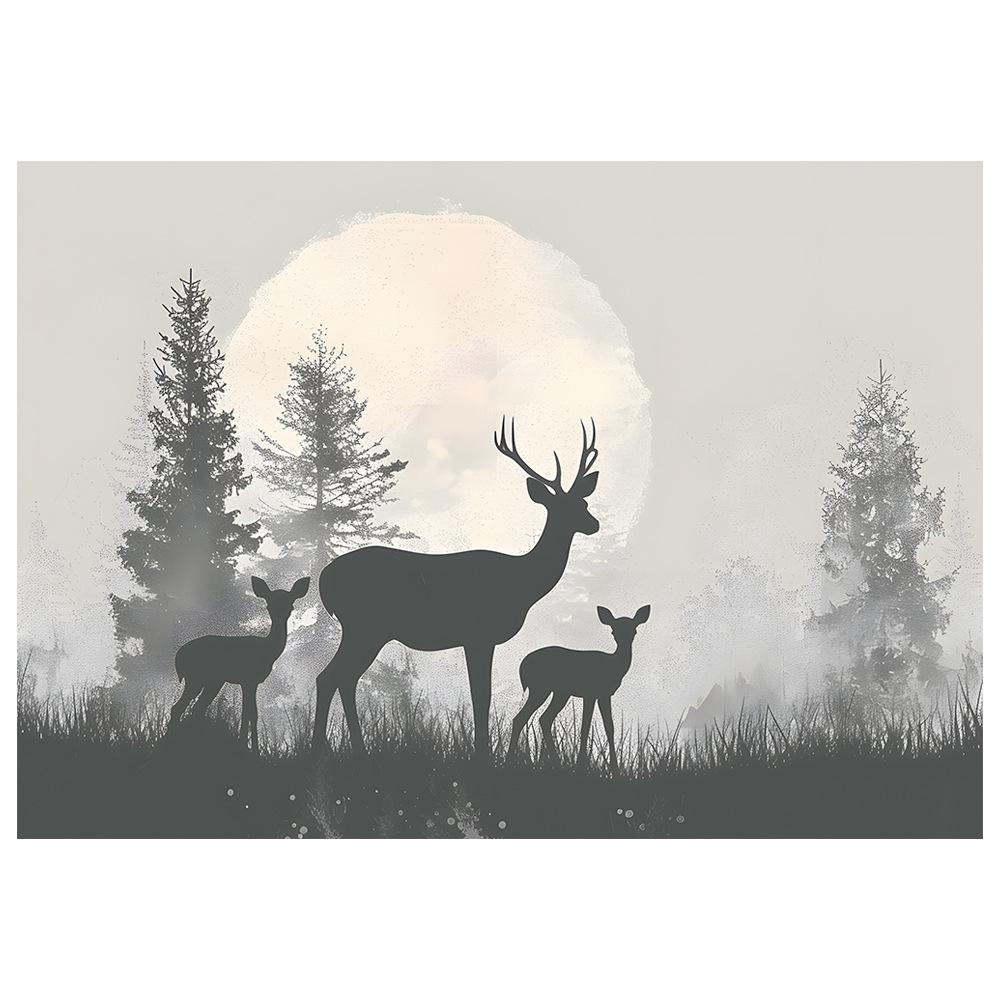 Fun-L039 Cartoon Forest Elk Bedroom Living Room Home Background Wall Landscaping Decorative Wall Stickers