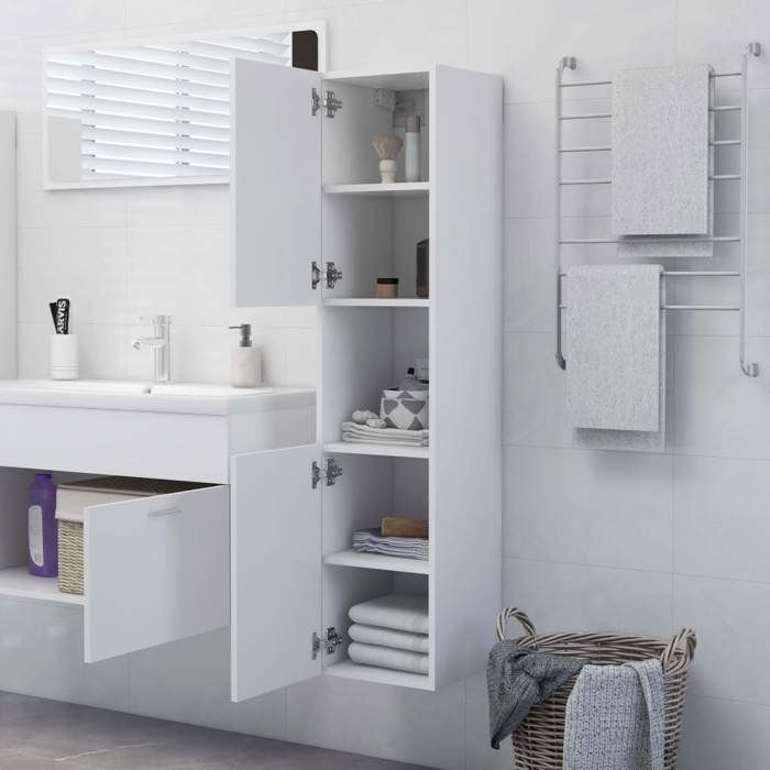 VidaXL Bathroom Cabinet, Storage Unit, Vanity Cabinet, Interior Home Organizer, White Wood 804997