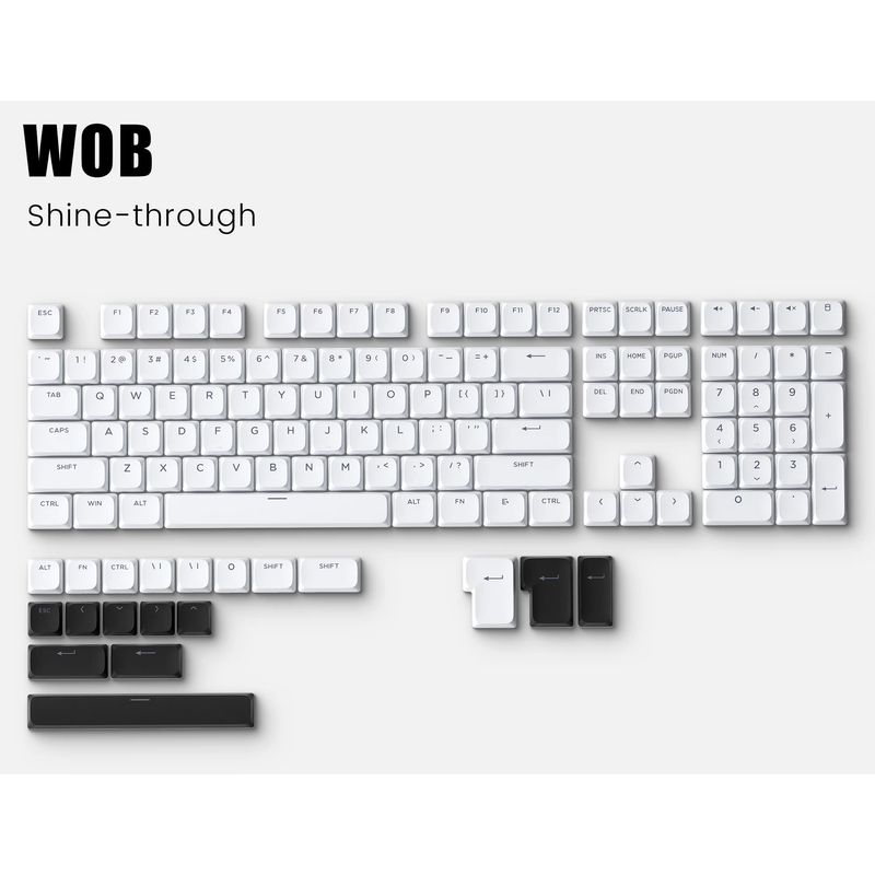 

Dndkb Keyking Technology Ultra-Thin Short Axis Non-JWA Height Side Engraved Sublimation Nuphy Keychron Light Transmission White and black-(transparent)