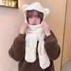 Trendy Women Plush Hats Gloves Scarf 3in1 Suit Cartoon Bear Ear Shape Warmth Hats Hat Adults Winter Hat for Teenagers
