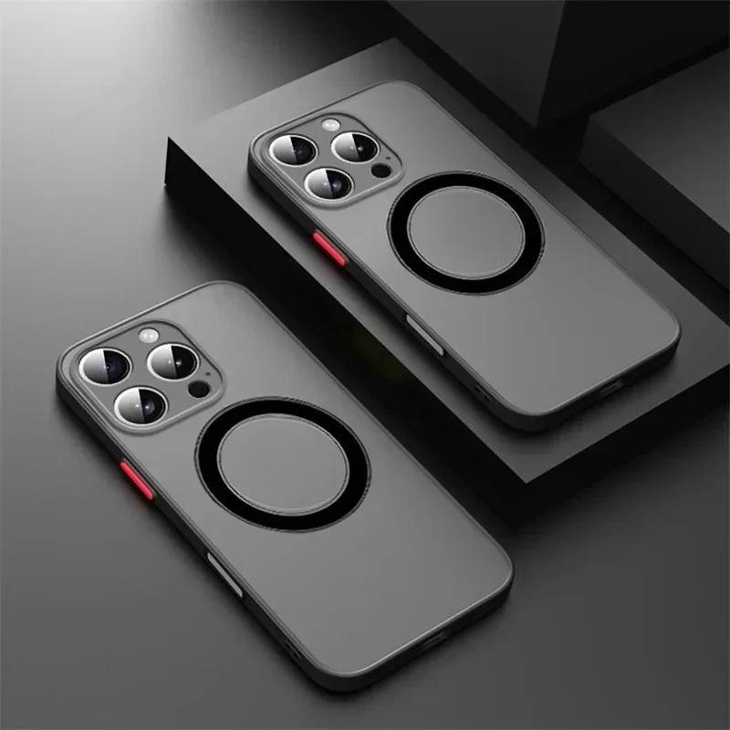 Luxury Armor Matte For Magsafe Magnetic Wireless Charging Case For iPhone 17 16 15 14 13 12 11Pro Max Mini Plus Shockproof Cover
