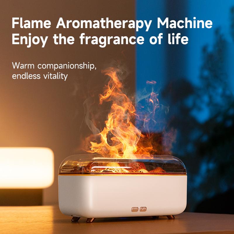 New Simulation Flame Aromatherapy Machine Quiet Mini Air Humidifier LED Colorful Light 300ML Humidifier Home Perfume Diffuser
