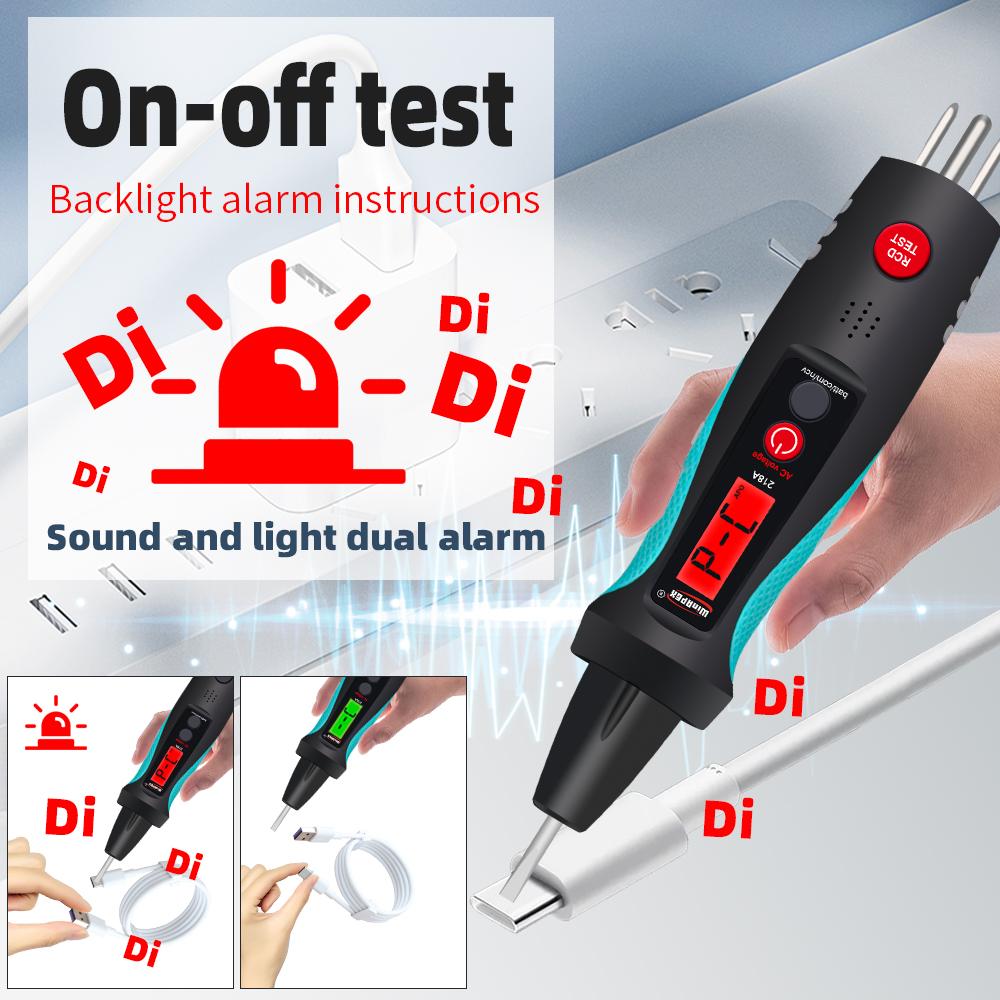 2-i-1 Socket Circuit Analyzer Intelligent Voltage Tester 12-300ACV Socket Tester 1,5V9V batteri