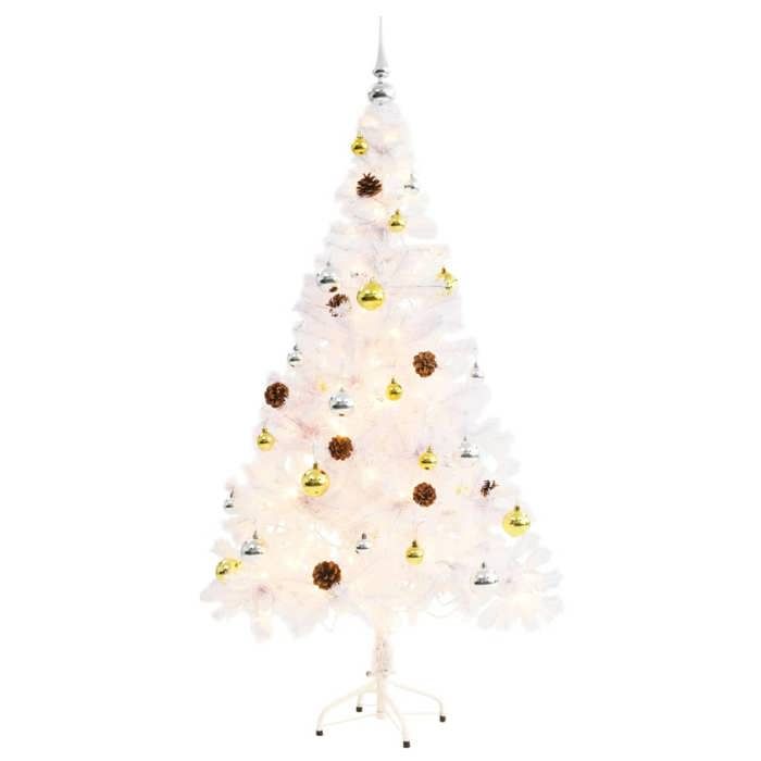 VidaXL Arbre de Noël Artificiel Pré-éclairé avec Boules, Sapin de Noël avec LED, Décoration de Vacances, Ornement de Fête 321502