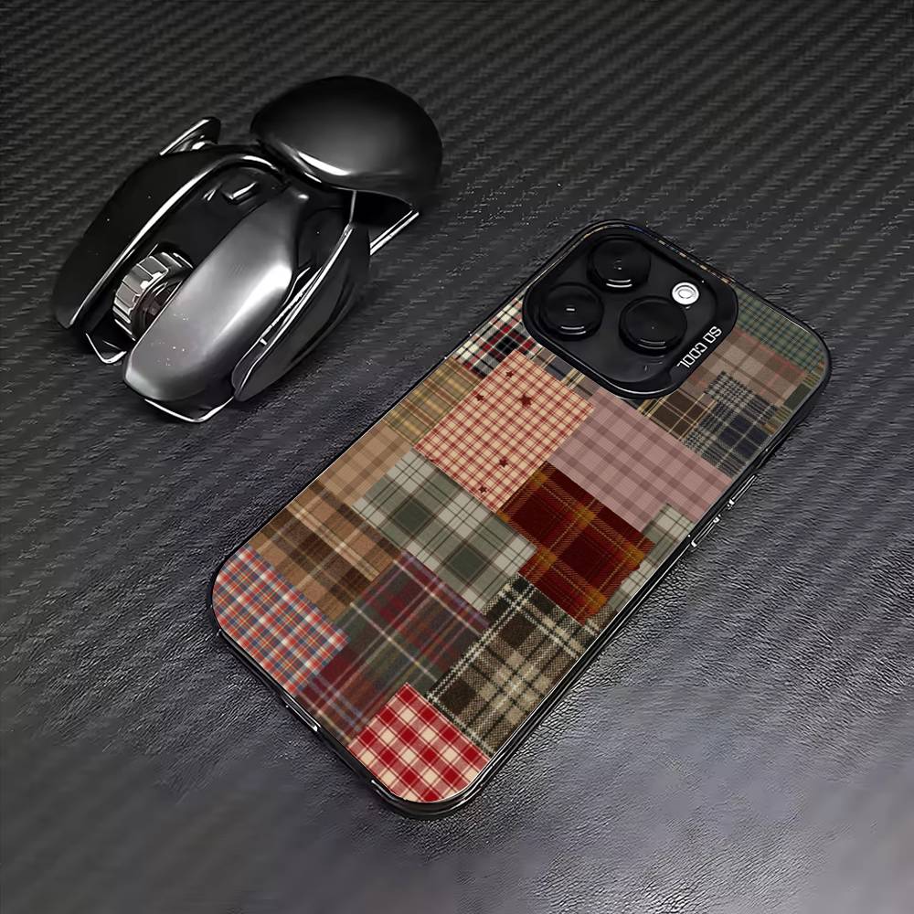 

Чехол для телефона с шотландским клетчатым узором Для iPhone17,16,15,14,13,12,11 Plus,Pro Max Цветной Посеребренный Внутренний Чехол iPhone16plus