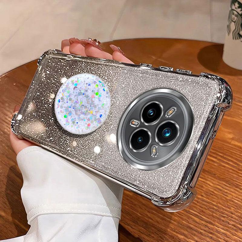 Luxury Shockproof Glitter Holder For Realme14 Pro Ring Case For OPPO Realme 14 Pro Plus 14X C71 C75 With Holder Stand Cover