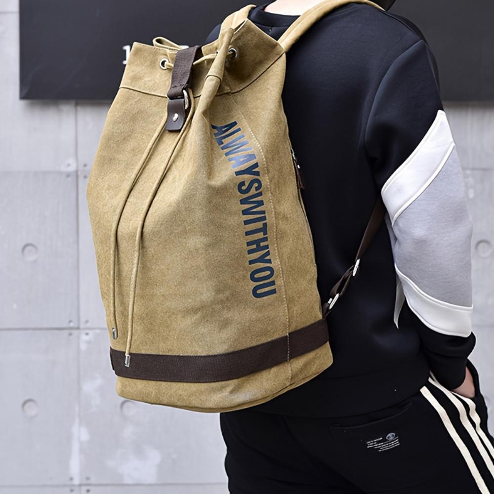Fashion Canvas Sports Backpack Barrel Bag Travel Computer Backpack Men's Bag Leisure Travel School Bag Unisex