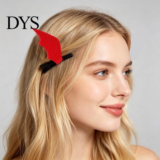 Unisex Devil Horn Hair Barrettes 2Pcs Halloween Red Bat Wings Clips, 3D Wing Hairpin, Cute Little Pins Gothic Pins, Accessories for Women Girls