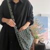 Niche Design 2024 New Retro Green Diamond-checked Corkwick Flannel Bag Women's Cross-body Shoulder Large Capacity