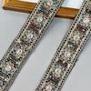 4.5Cm National Style Retro Embroidery Webbing Ancient Clothing Hanfu Western Regions Ethnic Style Barcode Gold Silk Rope Clothing Lace