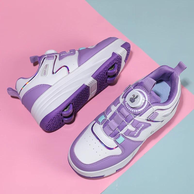 Children Skates Sneakers Walking Shoes Detachable Wheels Kids Roller For Teenagers Kids Two Wheels Roller Skating Shoes