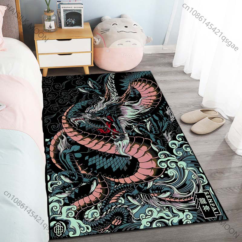 

1PC Dragon and Waves Carpet for Living Room Bedroom Sofa Home Decor Rus Non-slip Floor Mat Luxury Gift Multiple Sizes 40cm x 60cm
