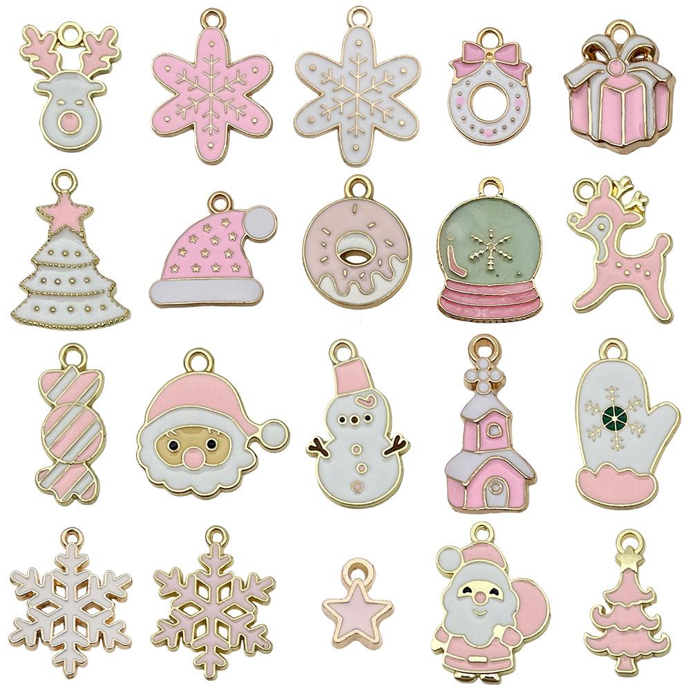 Christmas Series Accessories Pendant Handmade Diy Bracelet Necklace Keychain Earring Pendant Santa Claus Reindeer Snowflakes