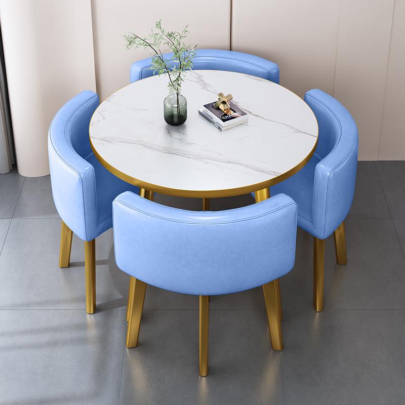 Modern Reception & Meeting Table Set: Office & Leisure Round or Square Dining Table with Chairs.