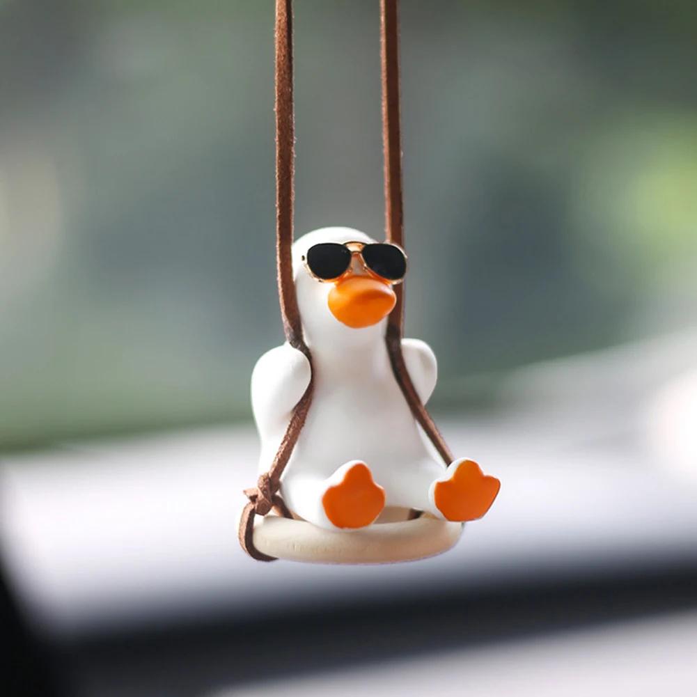 Car Interior Accessories Rearview Mirror Pendant Hanging Ornament Swing Duck Cute Anime Car Charm Accessories For Women Gift