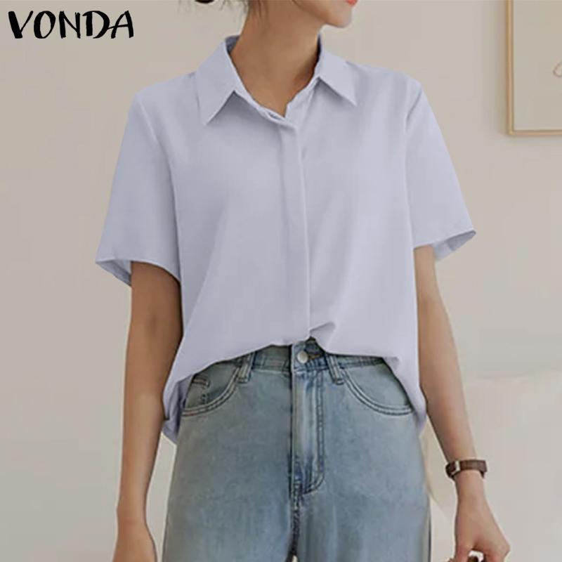 

VONDA Летние женские повседневные рубашки с короткими рукавами Топы