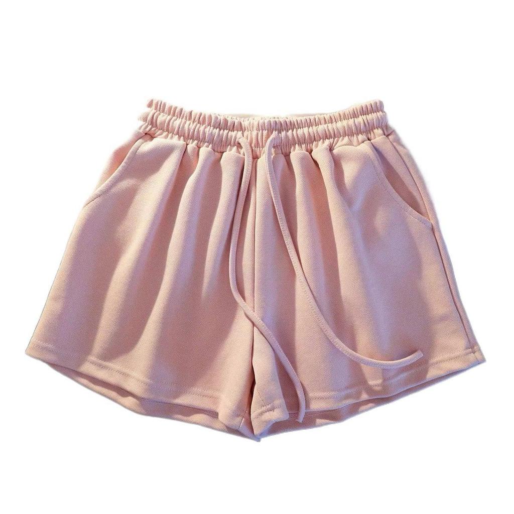 Yellow High-Waisted Loose Fit Sports Shorts - Casual A-Line Running Shorts with Elastic Waist