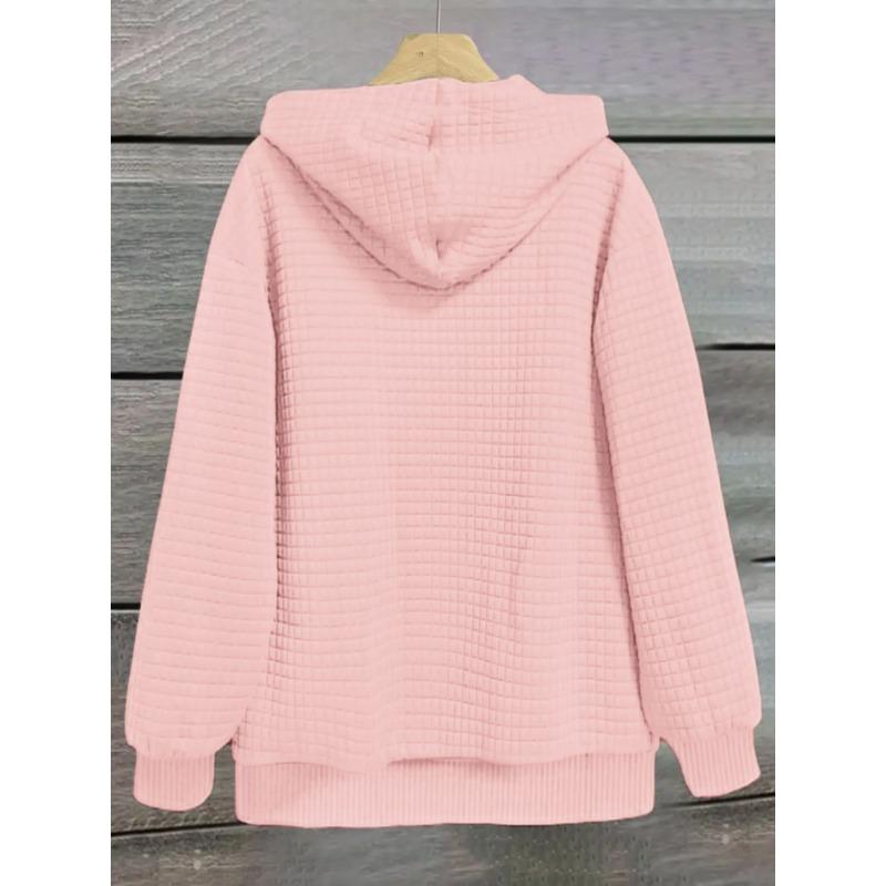 Giacca con cappuccio e zip a nido d'ape casual da donna con stampa zampa di gatto - Poliestere
